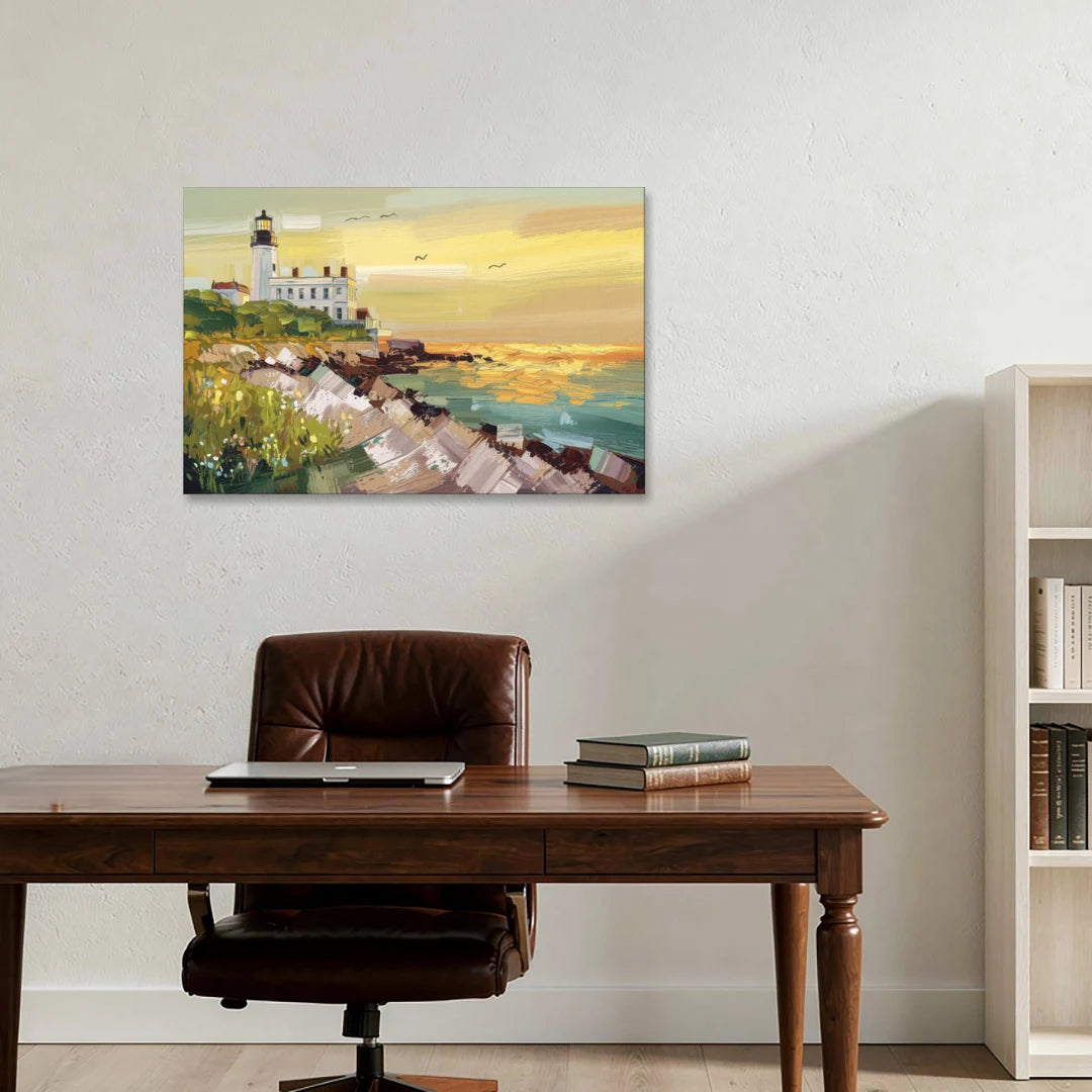 Galveston Lighthouse View - Canvas Wall Art - Office - 36x24