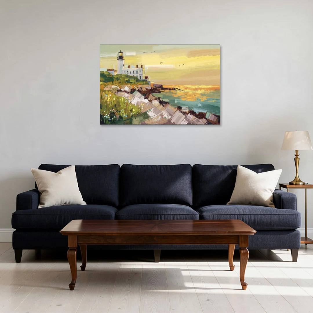 Galveston Lighthouse View - Canvas Wall Art - Sofa - 36x24