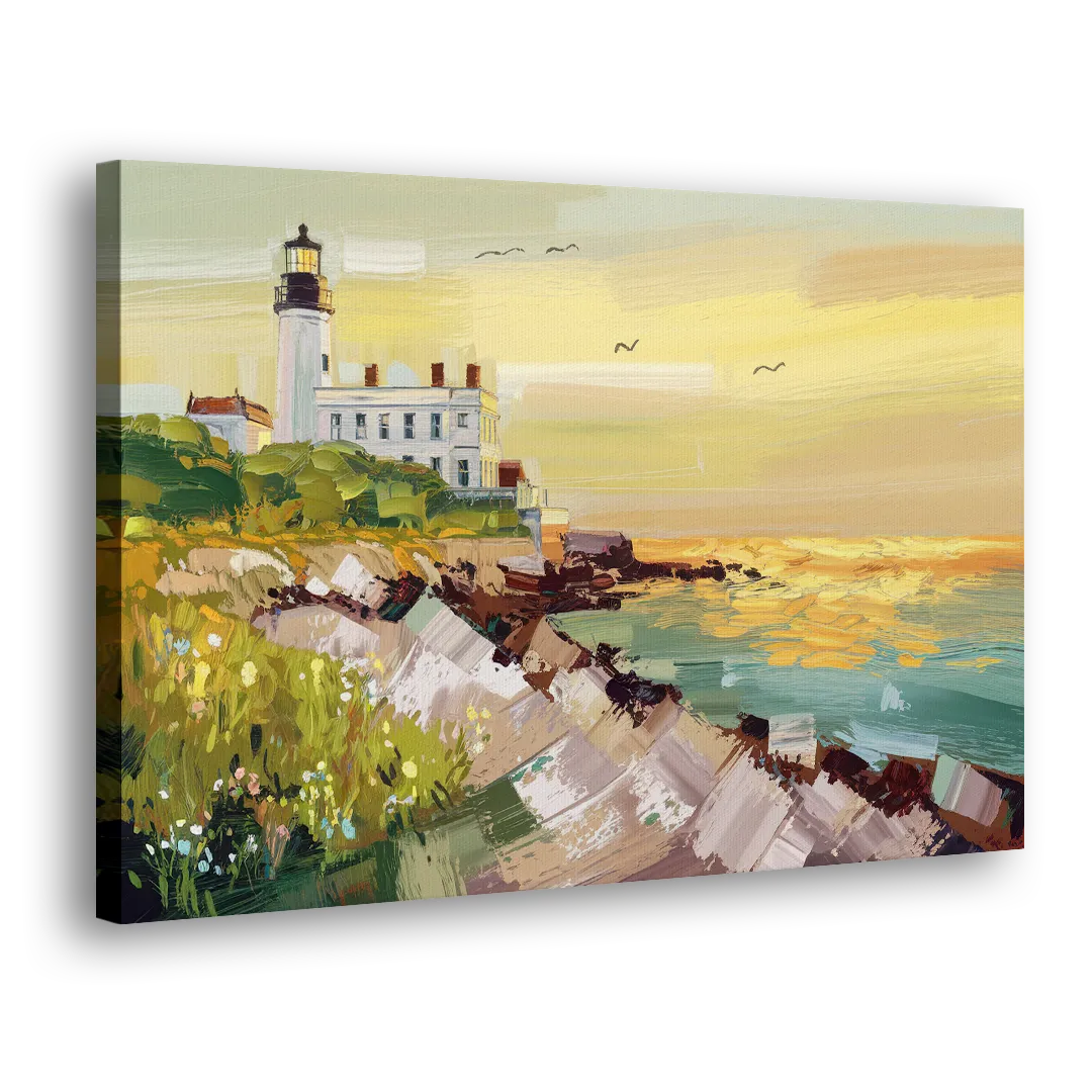 Galveston Lighthouse View Side - Canvas Wall Art