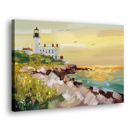 Galveston Lighthouse View Side - Canvas Wall Art