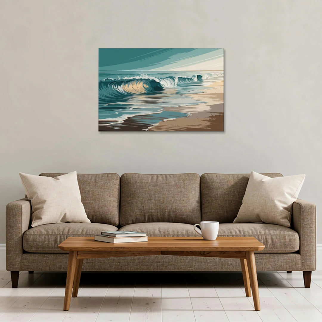 Galveston Ocean Waves - Canvas Wall Art - Sofa - 36x24
