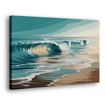 Galveston Ocean Waves Side - Canvas Wall Art