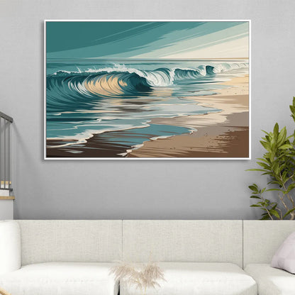 Galveston Ocean Waves Sitting Room - White Canvas Wall Art