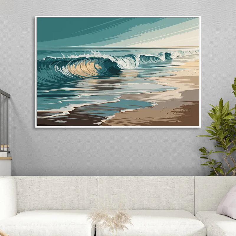 Galveston Ocean Waves Sitting Room - White Canvas Wall Art