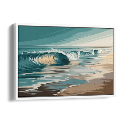 Galveston Ocean Waves Side - White Canvas Wall Art