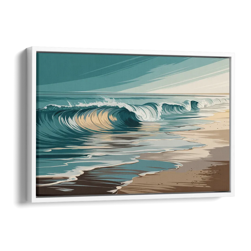 Galveston Ocean Waves Side - White Canvas Wall Art