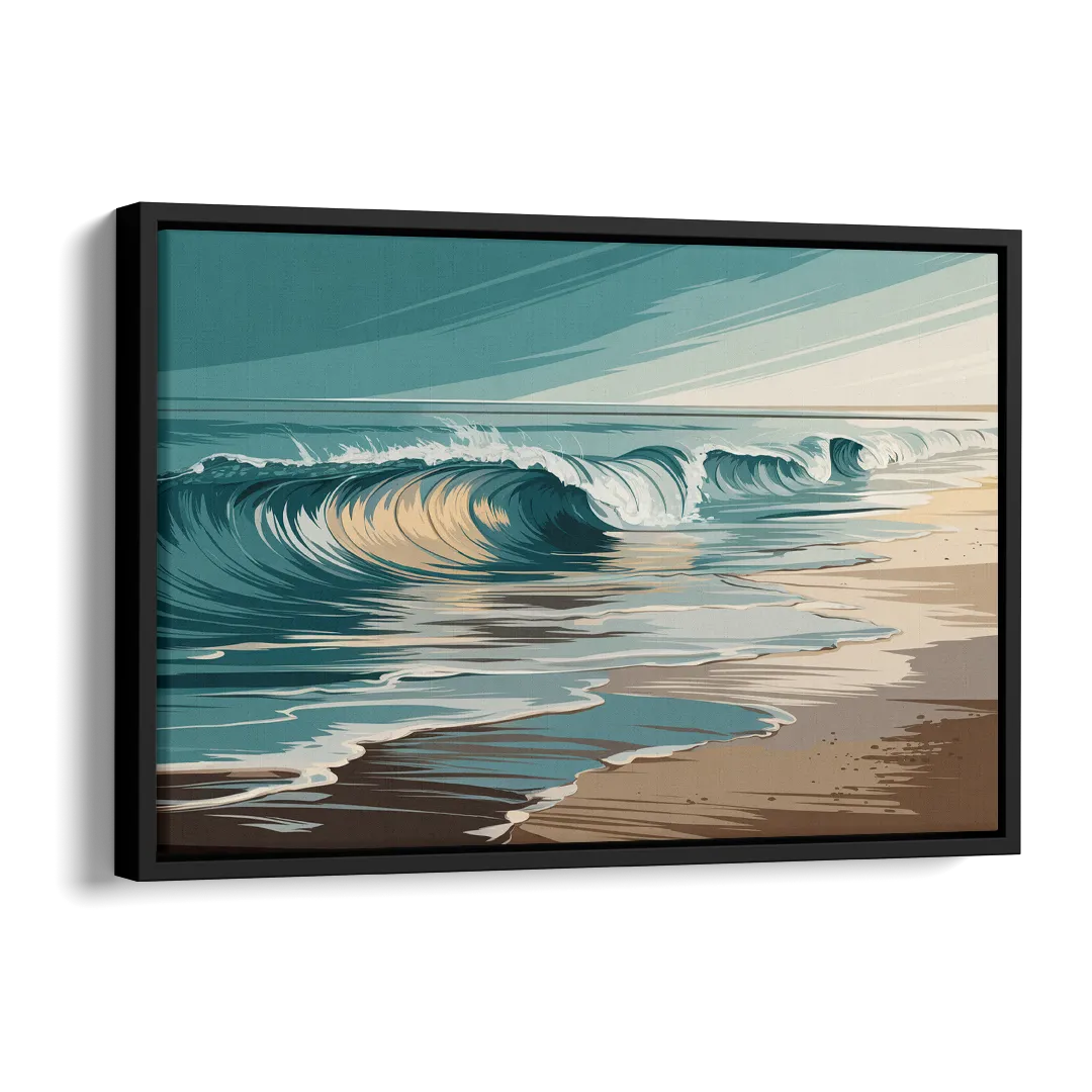 Galveston Ocean Waves Side - Black Canvas Wall Art