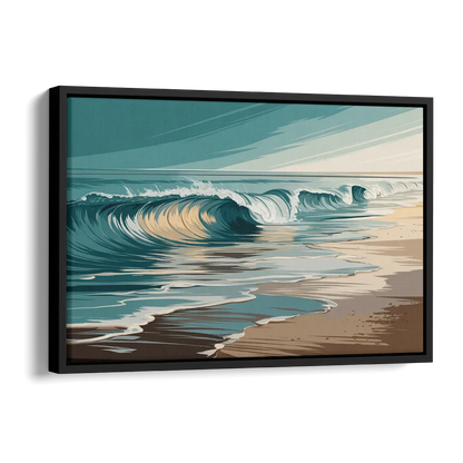 Galveston Ocean Waves Side - Black Canvas Wall Art