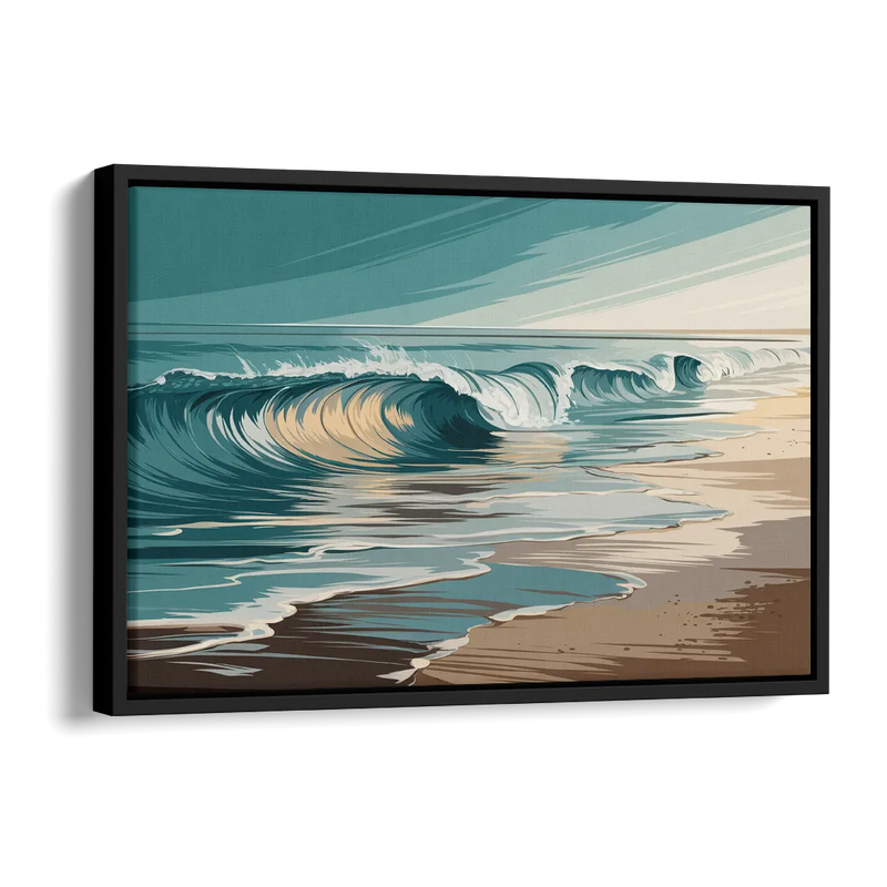 Galveston Ocean Waves Side - Black Canvas Wall Art