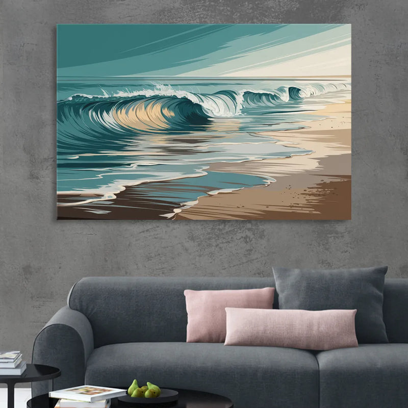 Galveston Ocean Waves Living Room - Canvas Wall Art