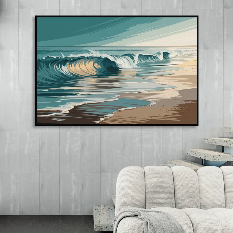 Galveston Ocean Waves Sitting Room - Black Canvas Wall Art