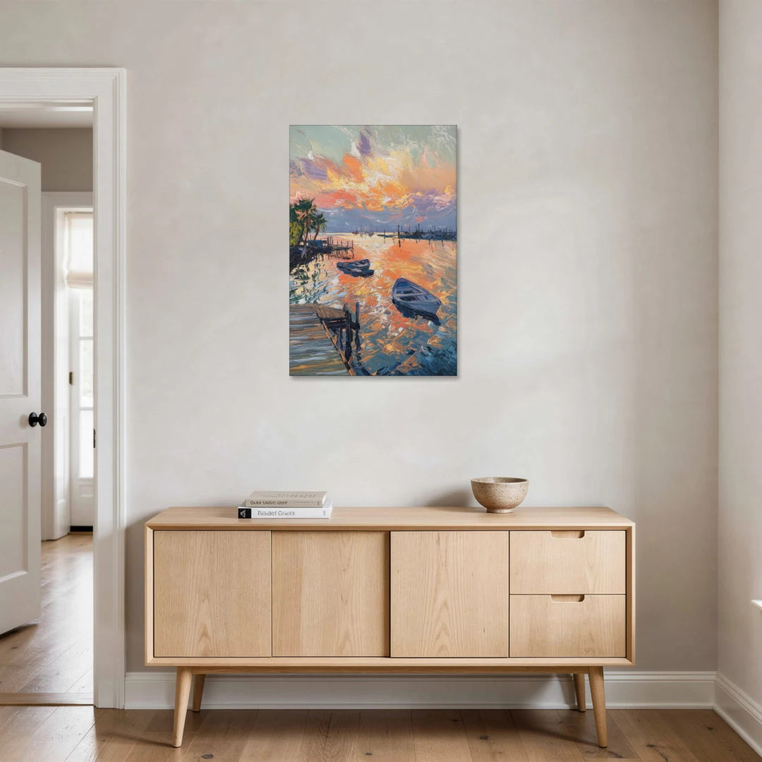 Galveston Sunset Harbor - Canvas Wall Art - Coffee Table - 24x36
