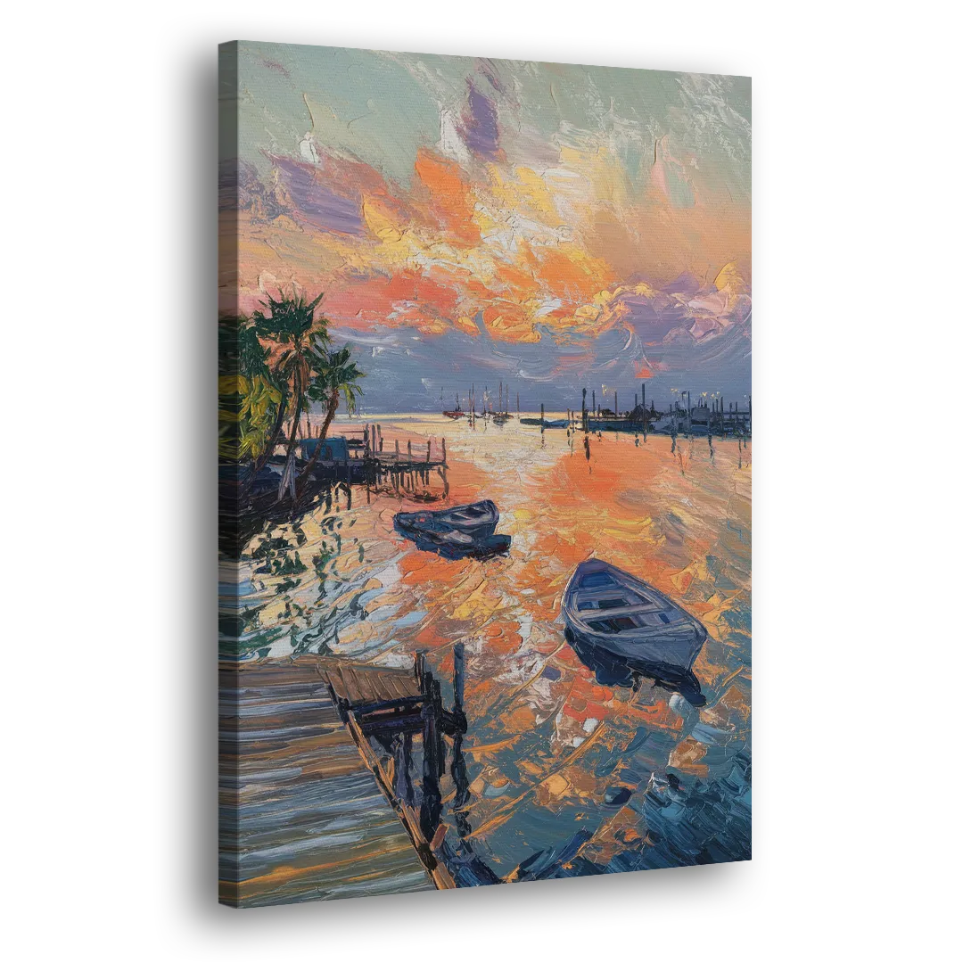 Galveston Sunset Harbor Side - Canvas Wall Art