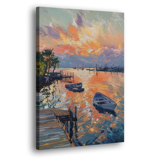 Galveston Sunset Harbor Side - Canvas Wall Art