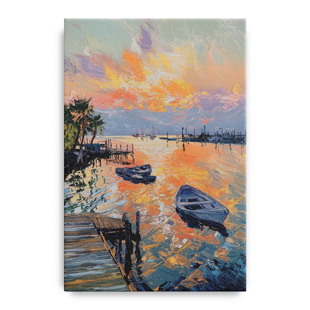 Galveston Sunset Harbor Front - Canvas Wall Art