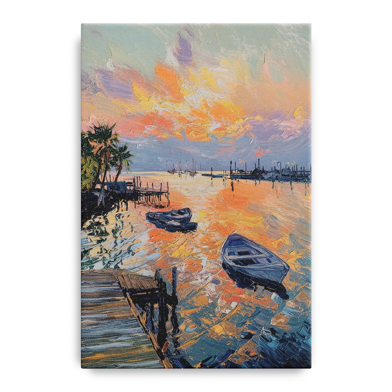 Galveston Sunset Harbor Front - Canvas Wall Art