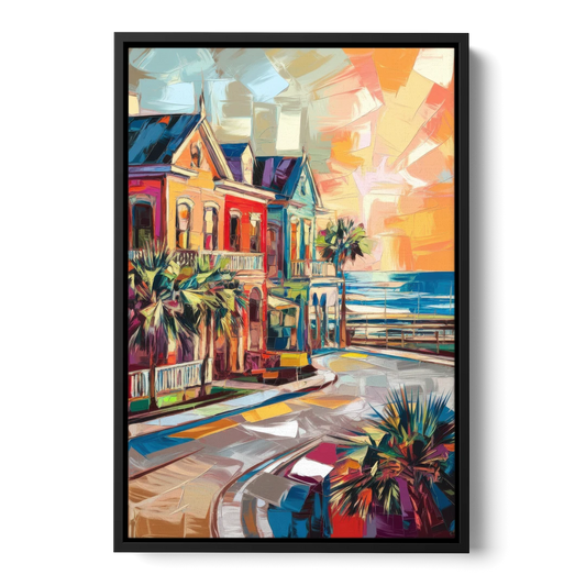 Galveston Texas Pride - Black Framed Canvas Wall Art - Front