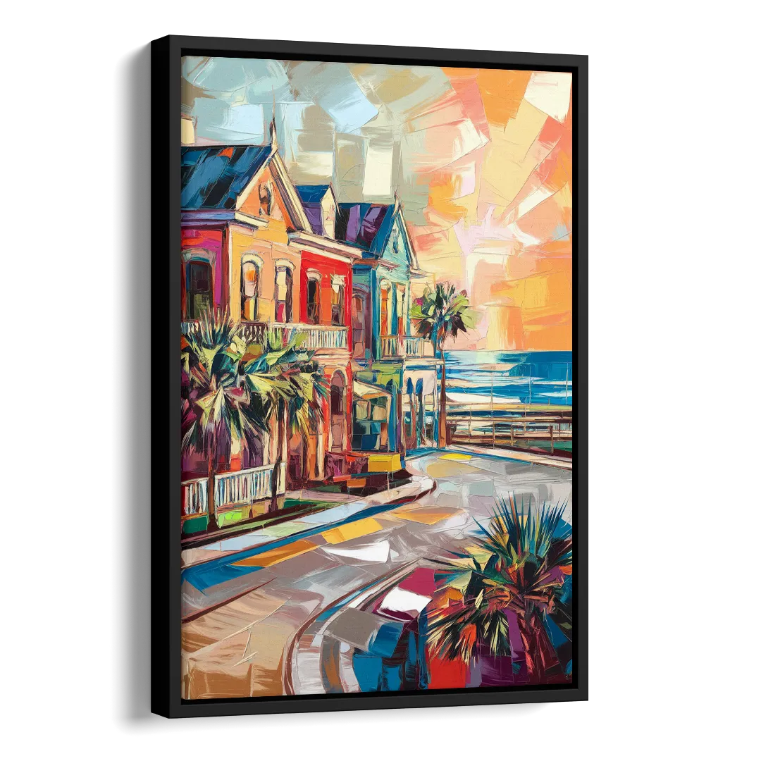 Galveston Texas Pride Side - Black Canvas Wall Art