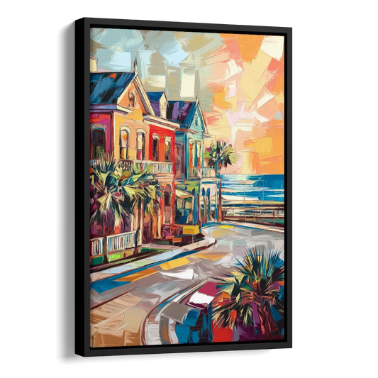 Galveston Texas Pride Side - Black Canvas Wall Art
