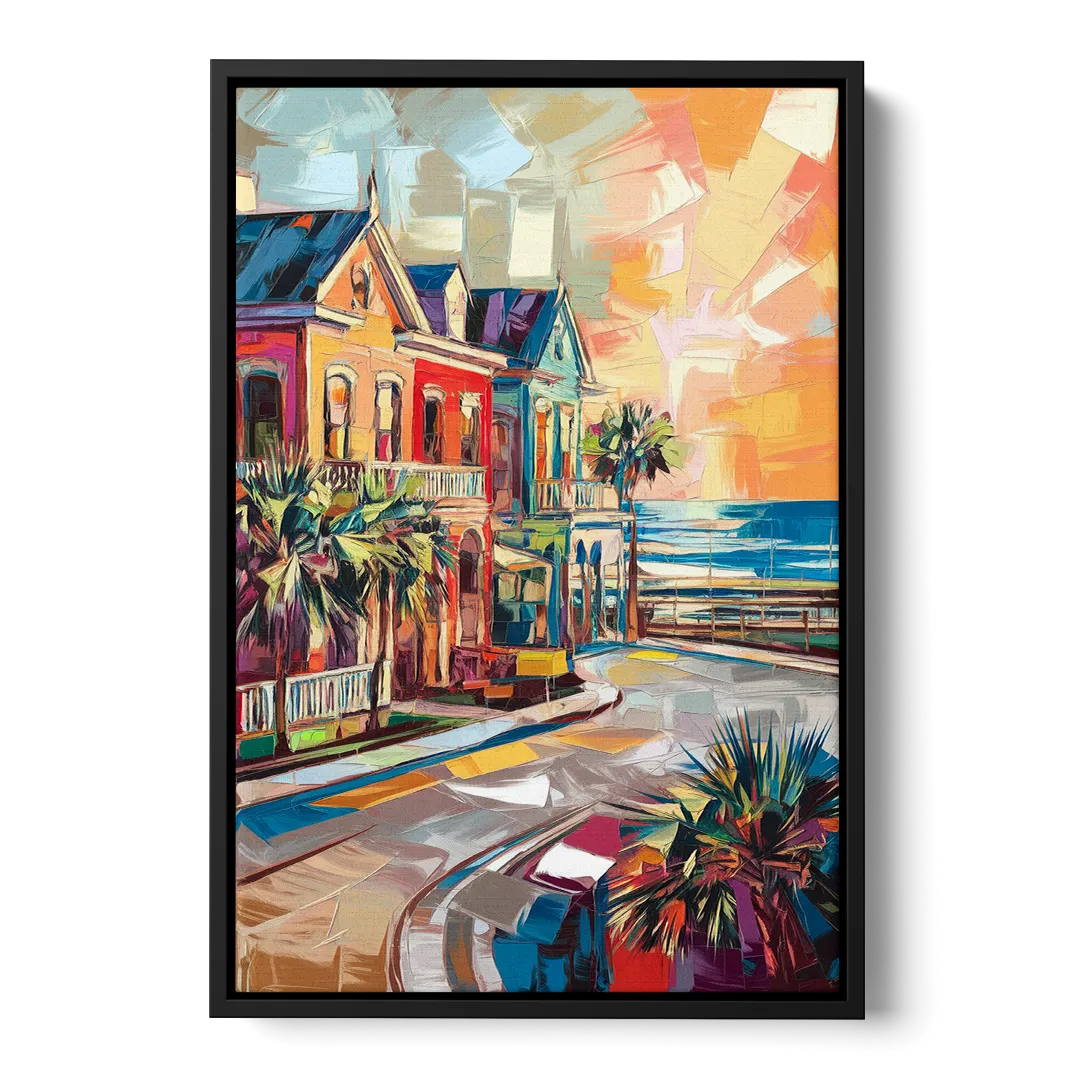 Galveston Texas Pride Front - Black Canvas Wall Art