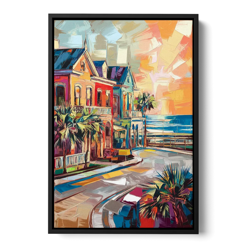 Galveston Texas Pride Front - Black Canvas Wall Art
