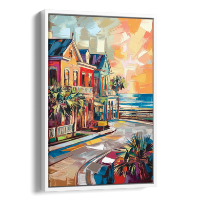 Galveston Texas Pride Side - White Canvas Wall Art