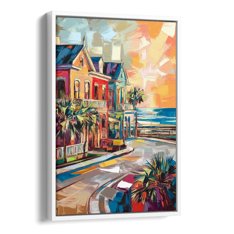 Galveston Texas Pride Side - White Canvas Wall Art