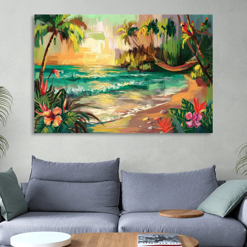 Galveston Tropical Paradise Sitting Room - Canvas Wall Art