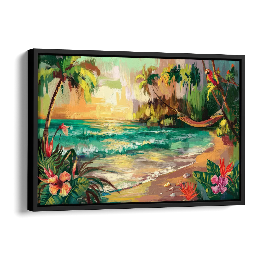 Galveston Tropical Paradise Side - Black Canvas Wall Art