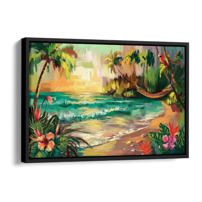 Galveston Tropical Paradise Side - Black Canvas Wall Art
