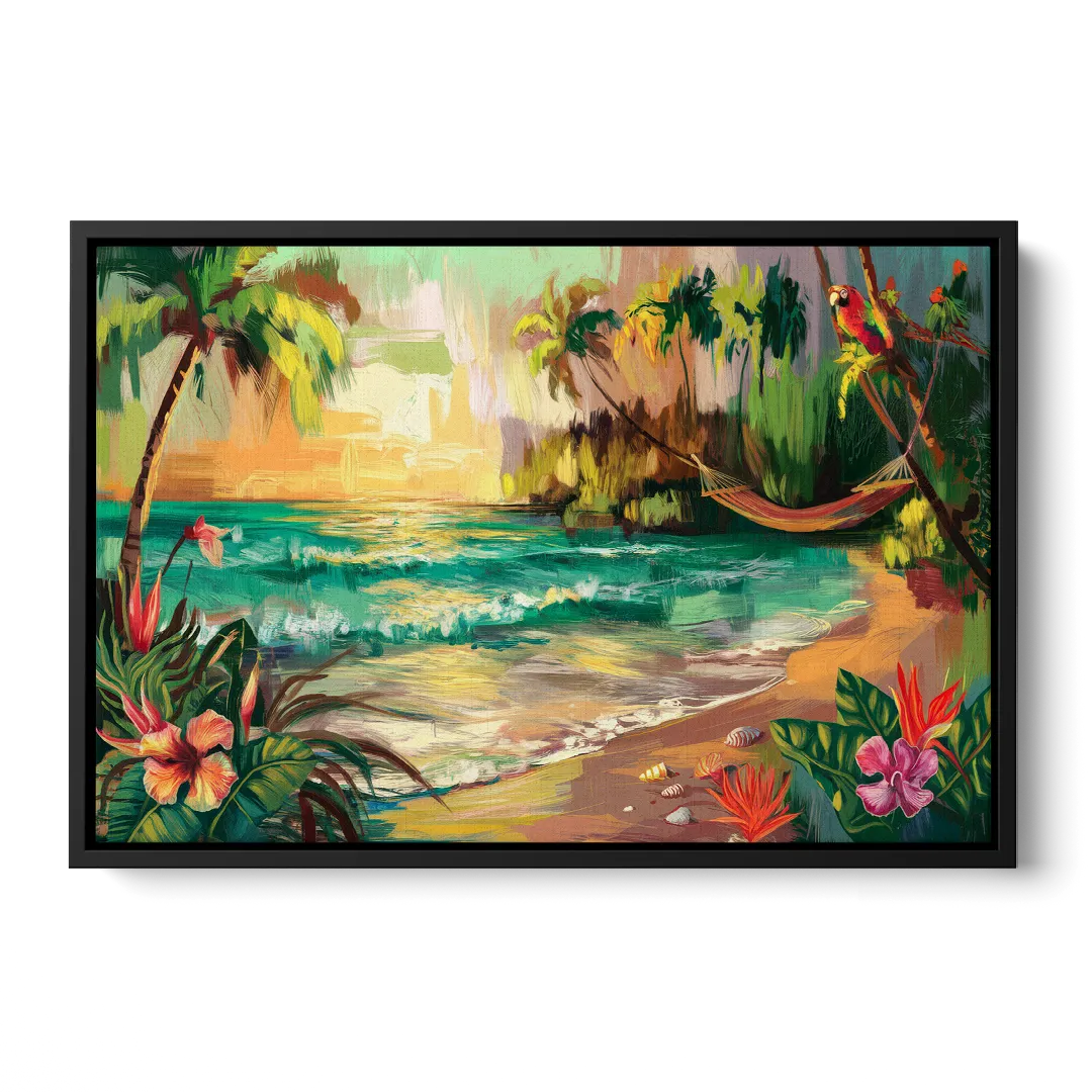 Galveston Tropical Paradise Front - Black Canvas Wall Art