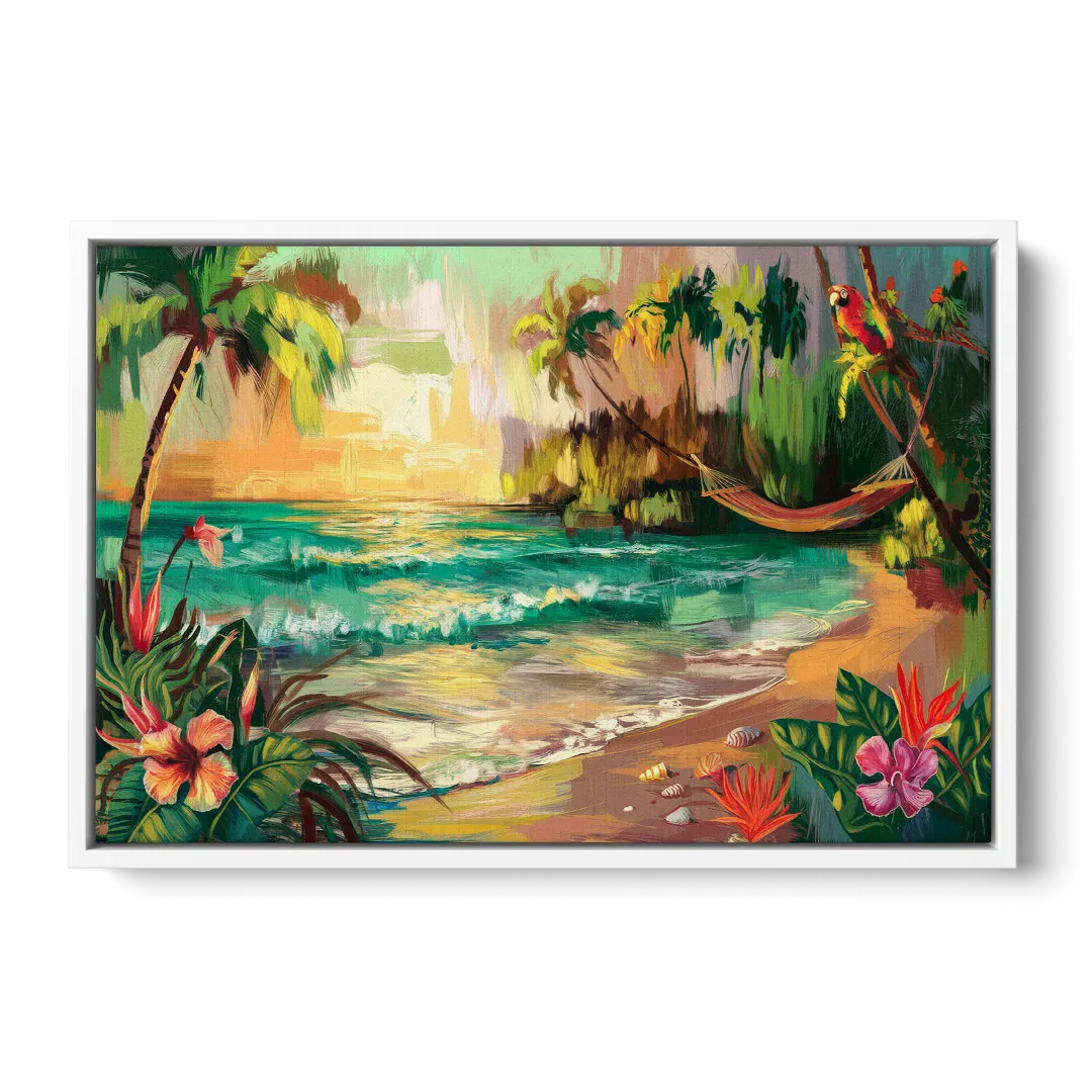 Galveston Tropical Paradise Front - White Canvas Wall Art
