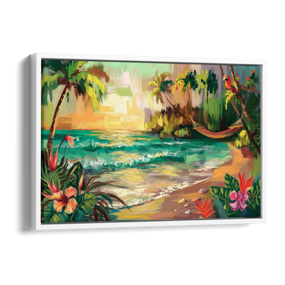 Galveston Tropical Paradise Side - White Canvas Wall Art