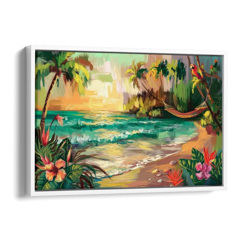 Galveston Tropical Paradise Side - White Canvas Wall Art