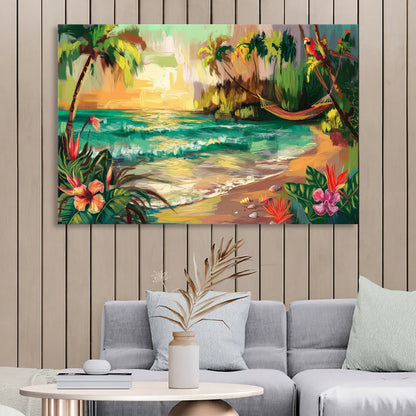 Galveston Tropical Paradise Living Room - Canvas Wall Art