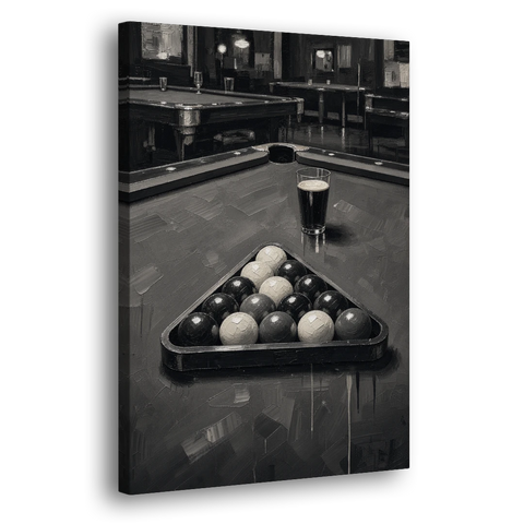 Game Room Wall Art with Racked Balls and Stout - Canvas Wall Art - Side