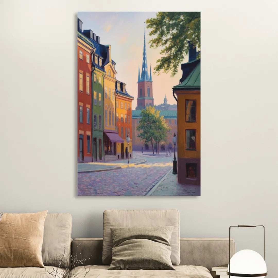 Gamla Stan Charm Living Room - Canvas Wall Art