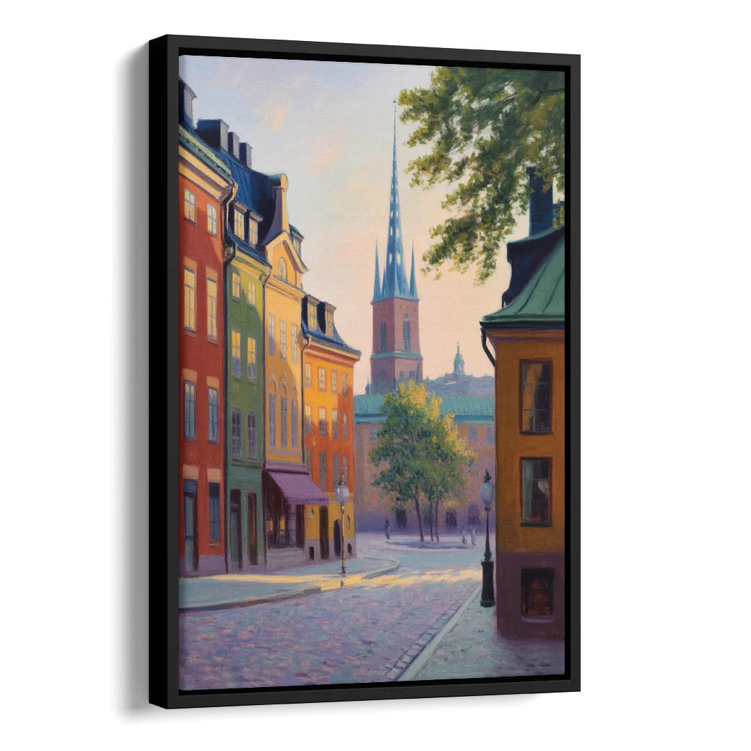 Gamla Stan Charm Side - Black Canvas Wall Art