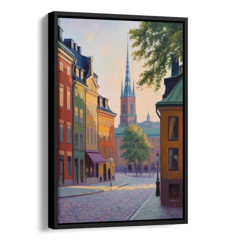 Gamla Stan Charm Side - Black Canvas Wall Art
