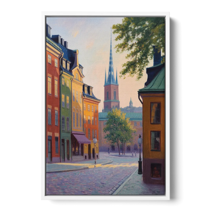 Gamla Stan Charm Front - White Canvas Wall Art