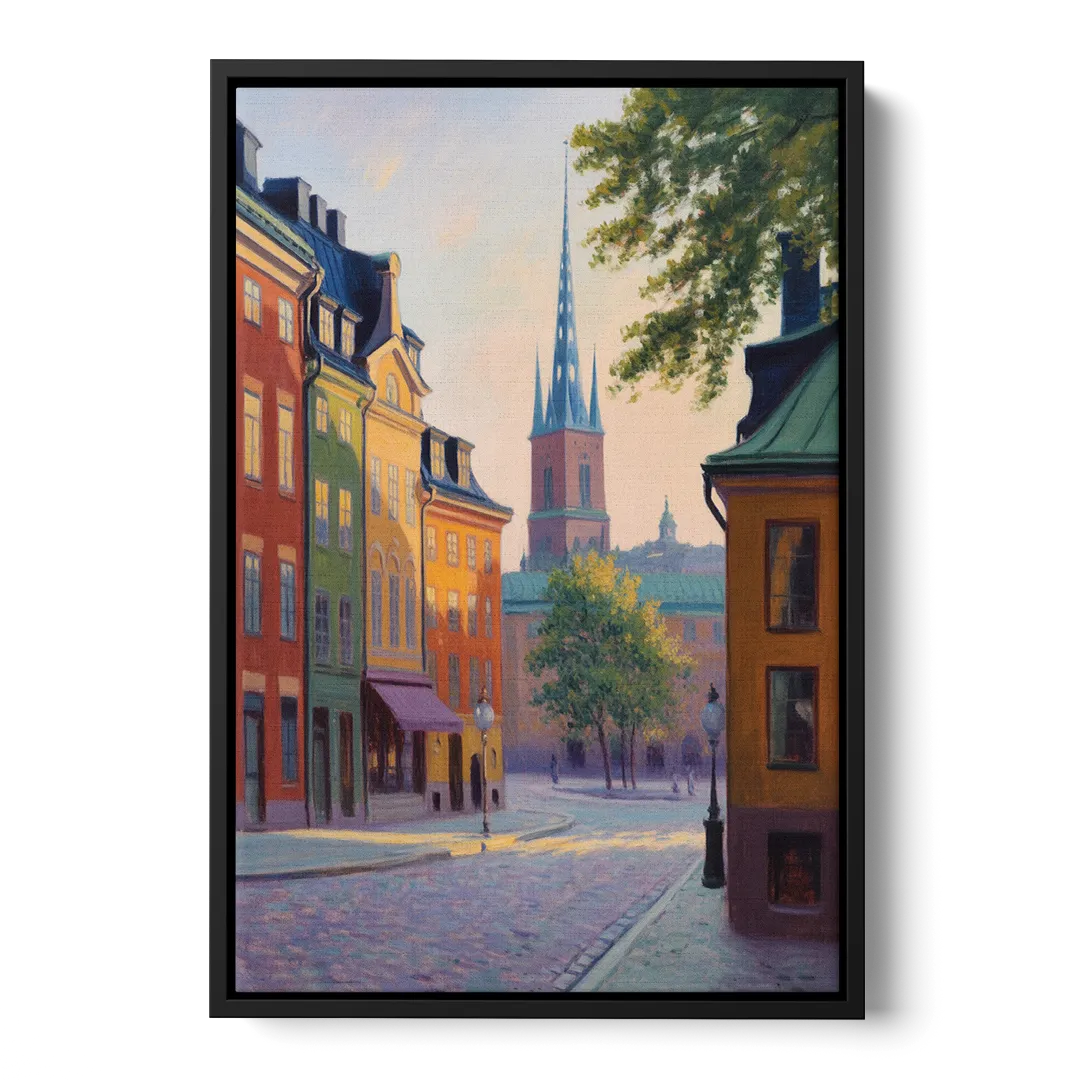 Gamla Stan Charm Front - Black Canvas Wall Art