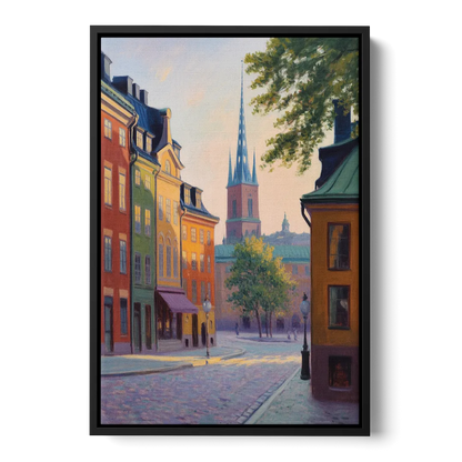 Gamla Stan Charm Front - Black Canvas Wall Art