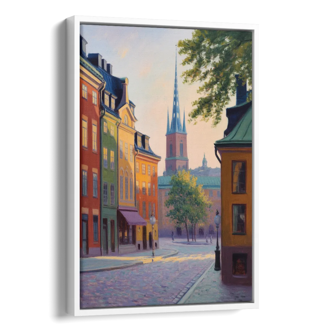 Gamla Stan Charm Side - White Canvas Wall Art
