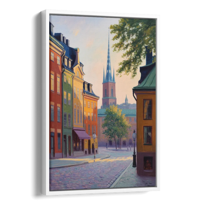 Gamla Stan Charm Side - White Canvas Wall Art