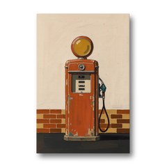 Garage Art Faded Red Gas Pump - Canvas Wall Art - Front