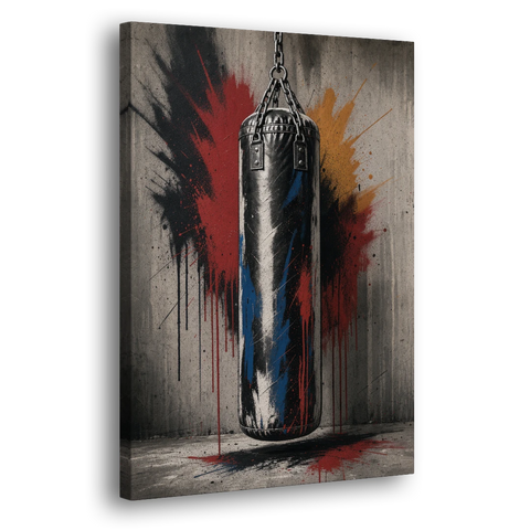 Garage Gym Decor Heavy Bag with Red Halo - Canvas Wall Art - Side