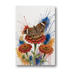 Garden Butterfly Wall Art of a Buckeye on Zinnias - Canvas Wall Art - Front