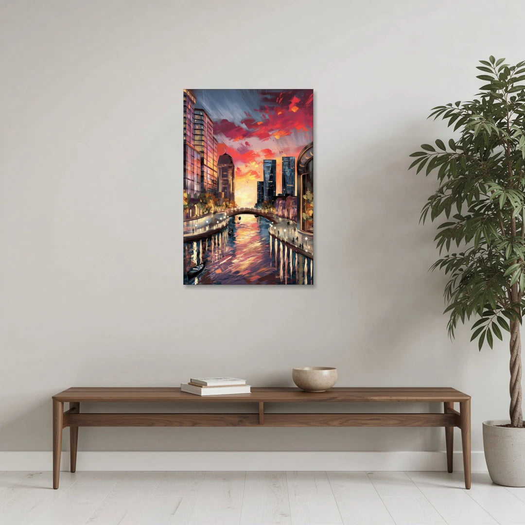 Garland Cityscape Sunset - Canvas Wall Art - Coffee Table - 24x36