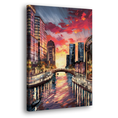 Garland Cityscape Sunset - Canvas Wall Art - Side