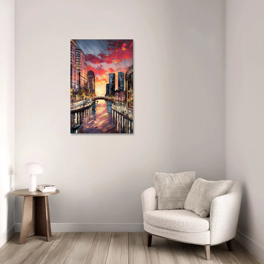 Garland Cityscape Sunset - Canvas Wall Art - Sofa - 24x36